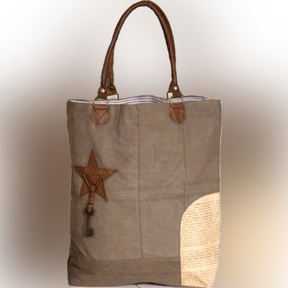 CTW Home Collection Canvas Leather Shop Handbag Backroads Textiles Purse